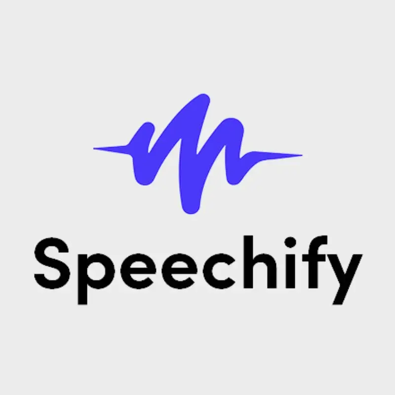 The purple sound wave symbol above black text forming the official Speechify brand logo.