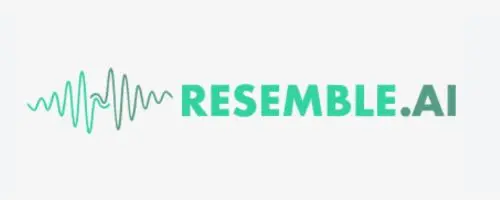 Green Resemble AI logo next to an audio waveform symbol on a white background.