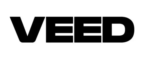 Bold black VEED logo displayed centered on a solid white background.